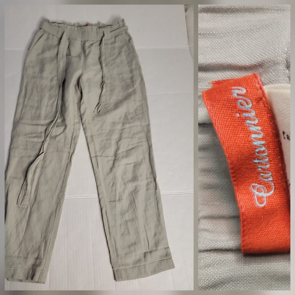 Anthropologie Cartonnier Tie-Waist Linen Trousers Pants Sz XS High Rise Career